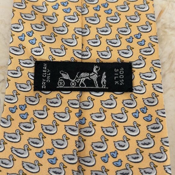 Hermes 100% Silk Duckies Print Tie - Picture 8 of 10